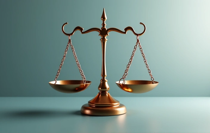 Abstract representation of legal scales or justice symbol.